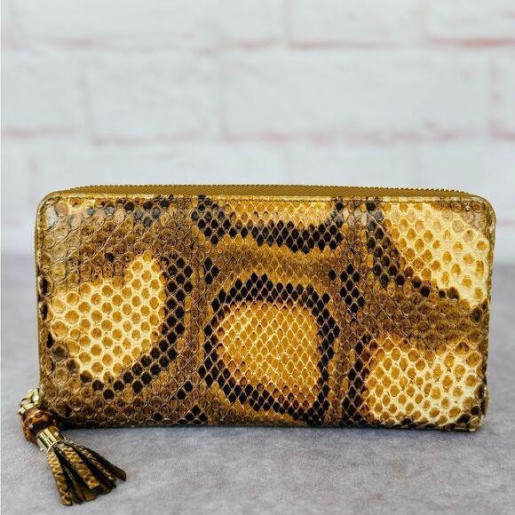 Gucci Python Embossed Tassel Zippy Wallet - Picture 1 of 16